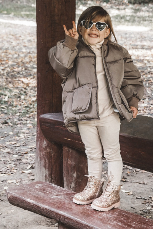 Bottes chaudes et scintillantes pour enfants de couleur rose/or Sirène