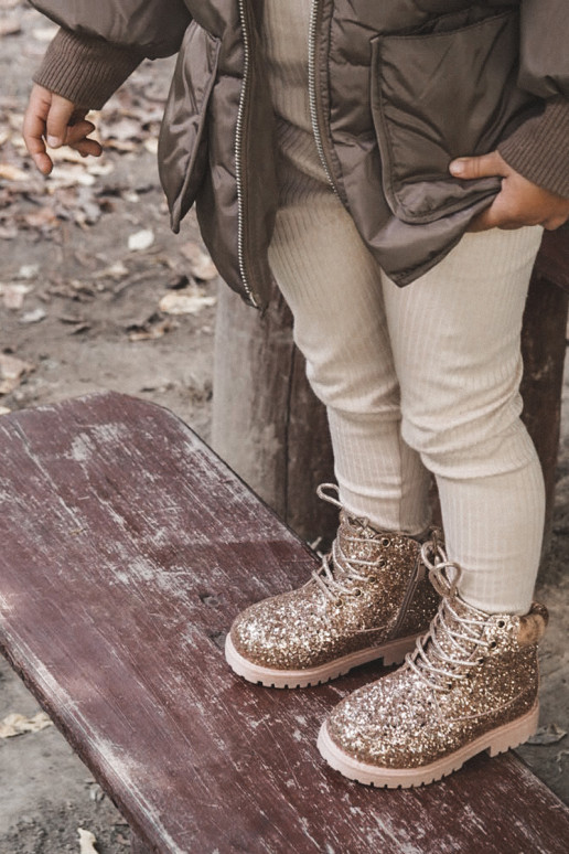 Bottes chaudes et scintillantes pour enfants de couleur rose/or Sirène