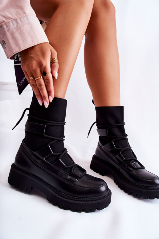 Boots massives noires à semelle type chaussette Fallor