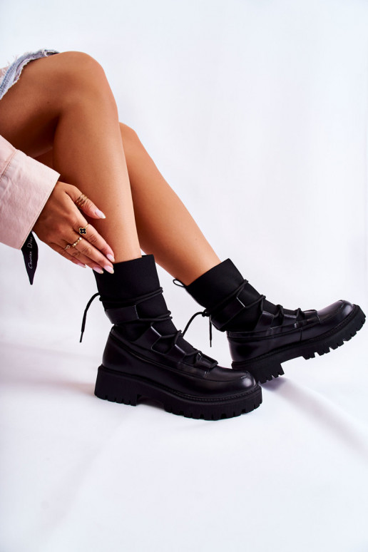 Boots massives noires à semelle type chaussette Fallor