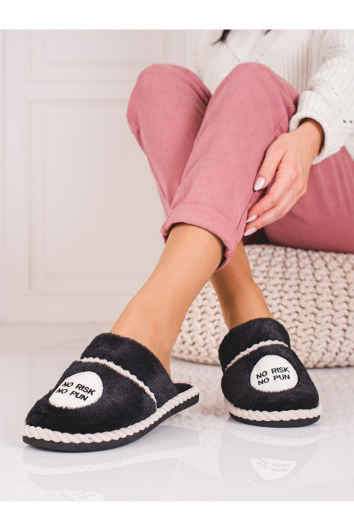 Chaussons femme avec fourrure Shelovet couleur noir