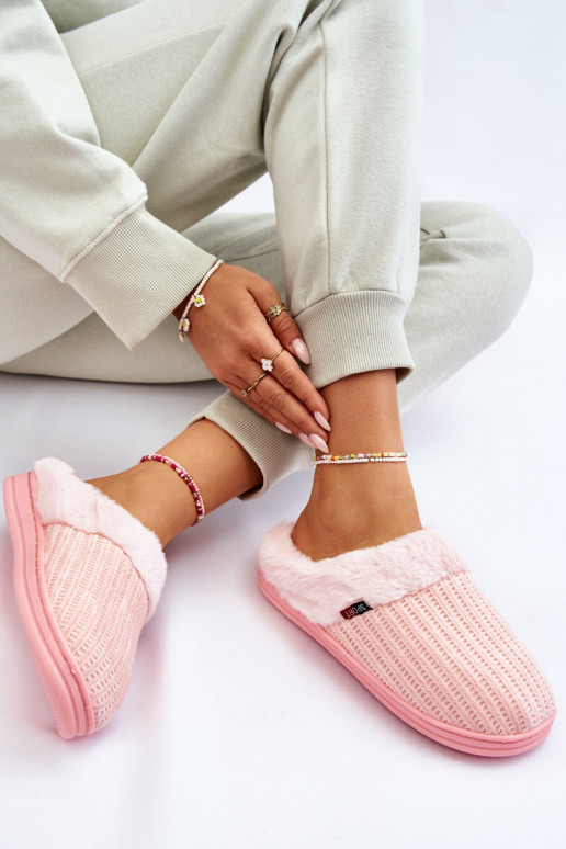 Damesslippers met bont roze Leriss Damesslippers met bont roze Leriss
