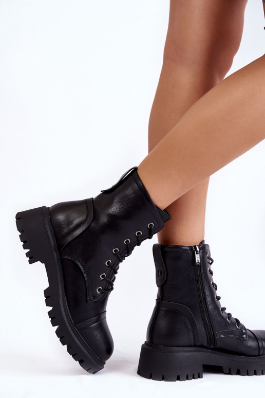 Bottines noires réchauffées pour femme