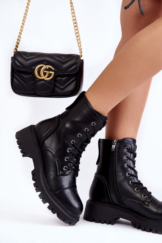 Bottines noires réchauffées pour femme