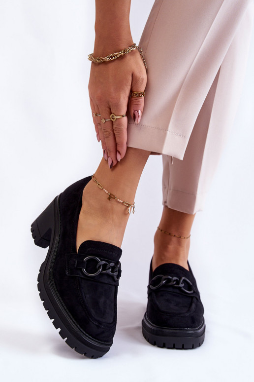 Chaussures à talons en daim de couleur noire Sanya