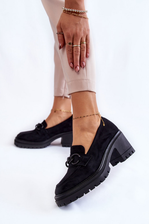 Chaussures à talons en daim de couleur noire Sanya