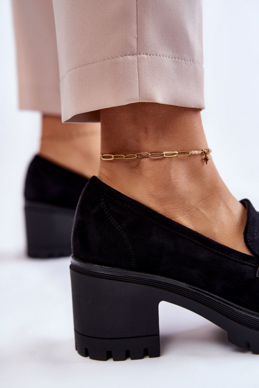 Chaussures à talons en daim de couleur noire Sanya