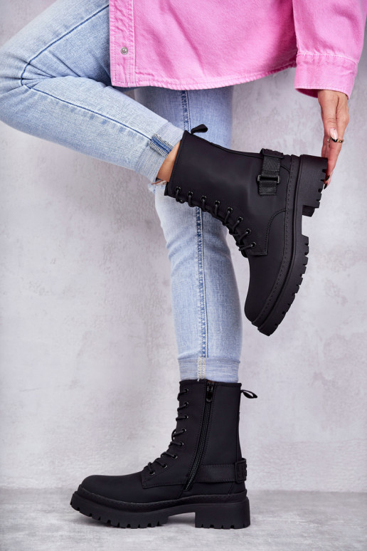 Bottines réchauffées avec fermetures éclair de couleur noire Fabiola