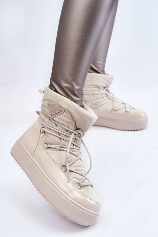 Bottes de neige chauffantes à lacets Carrios ivoire pour femmes