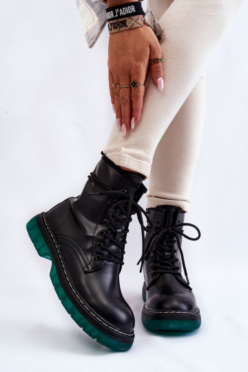 Bottines cerises noires Trinah à semelle verte