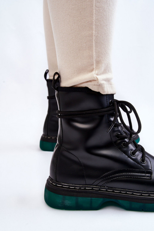 Bottines cerises noires Trinah à semelle verte