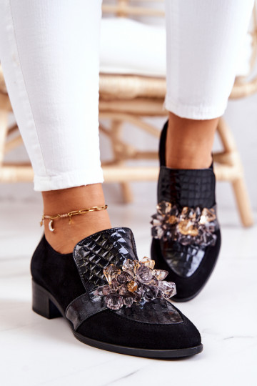 Bottines Davine en daim noir avec ornements 2