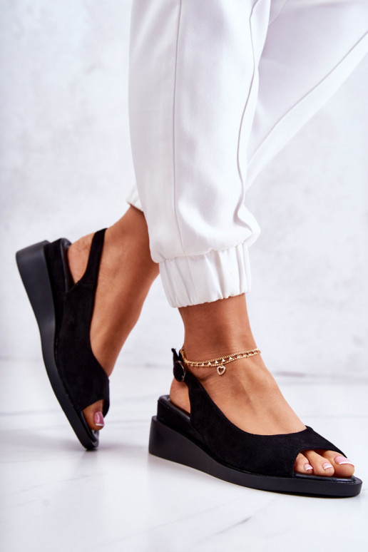 Sandales Camille en daim avec boucles en noir