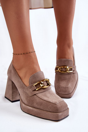 Chaussures en daim avec chaînes Laura Messi couleur marron 2