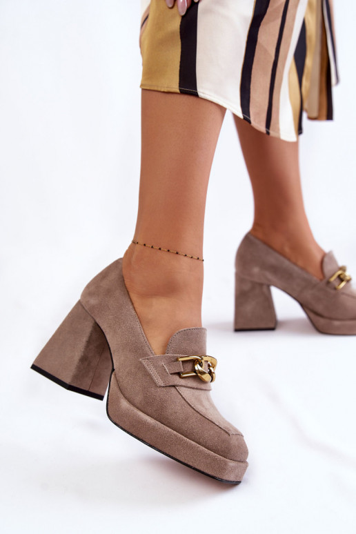 Chaussures en daim avec chaînes Laura Messi couleur marron