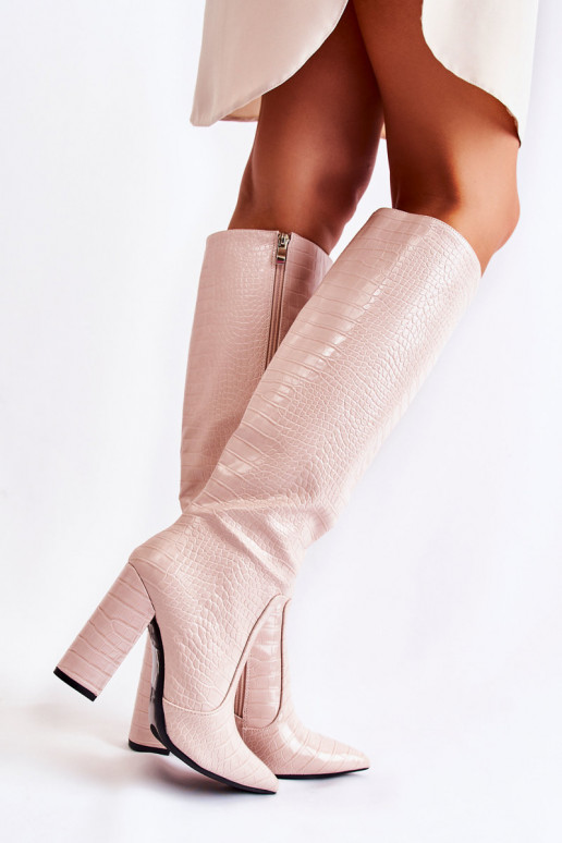 lange Stiefel mit Absätzen beige Constancy