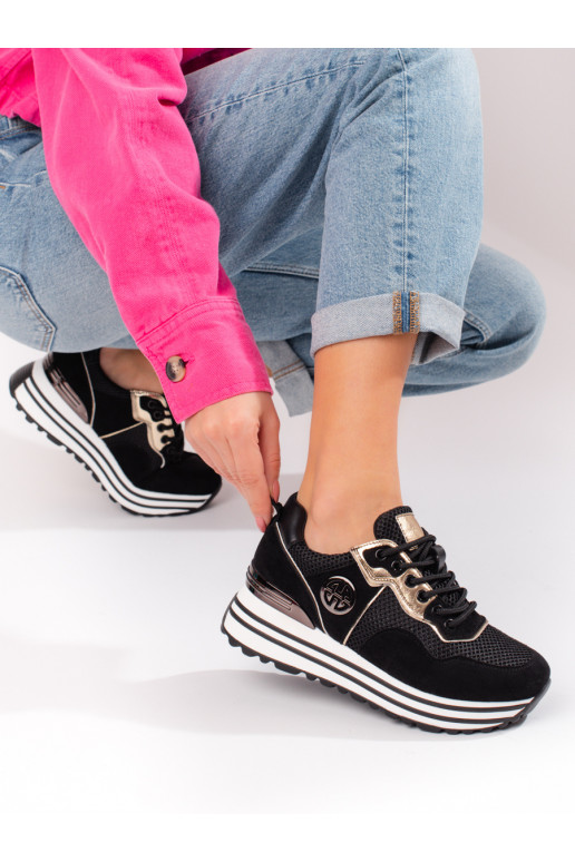 Schwarze Freizeit-Schnürschuhe für Damen von Potocki