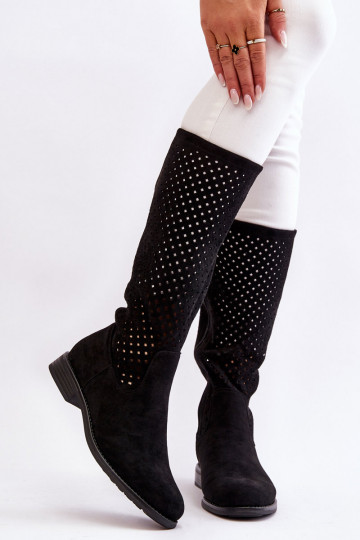 Lange Wildlederstiefel in...