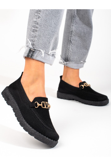 Mocassins en textile noir...