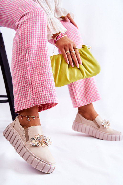 Baskets Slip-On avec ornements beige... Baskets Slip-On avec ornements beige...