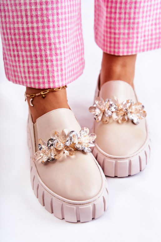 Sneakers Slip-On met ornamenten beige... Sneakers Slip-On met ornamenten beige...