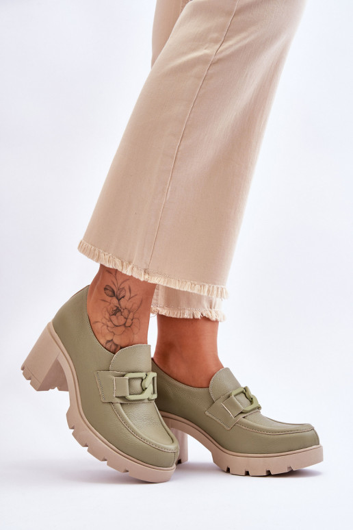Elegante Harmell-Schuhe mit Absatz und Ornamenten in Grün