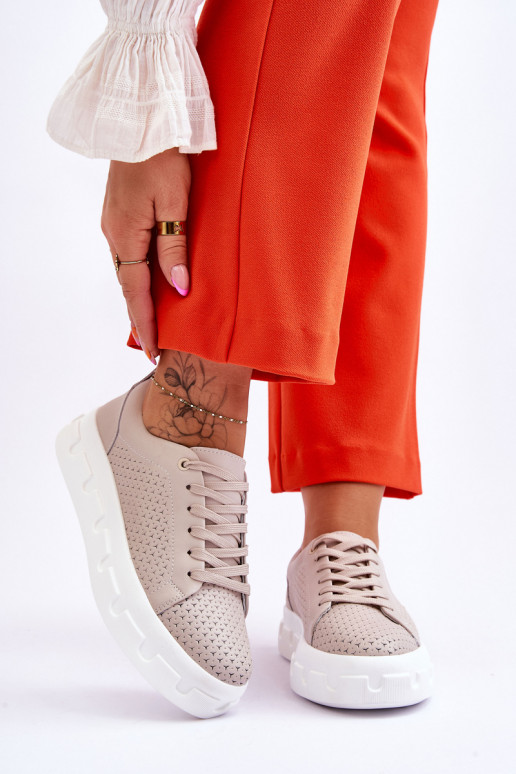 Sportschoenen met een platform beige...