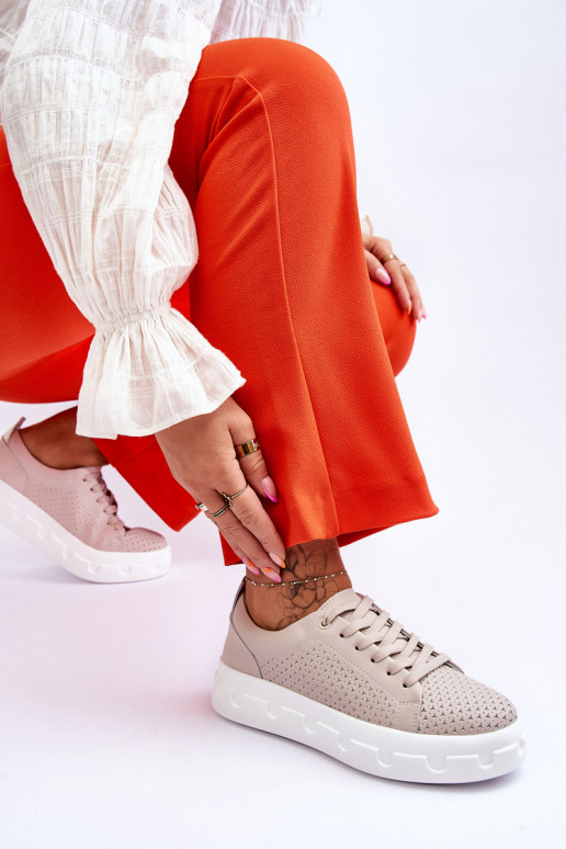 Sportschoenen met een platform beige...