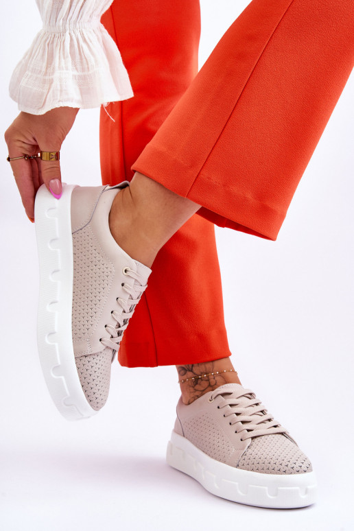 Sportschoenen met een platform beige...