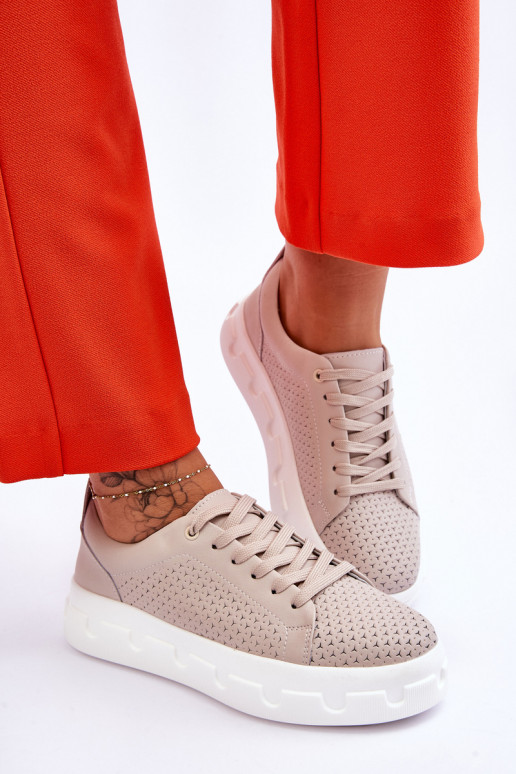 Sportschoenen met een platform beige...