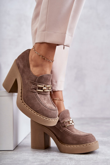 Bottines en daim beiges à talons épais Jaime 2