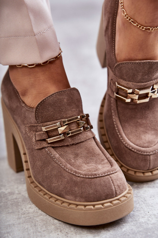 Jaime beige suède laarzen met dikke hak Jaime beige suède laarzen met dikke hak