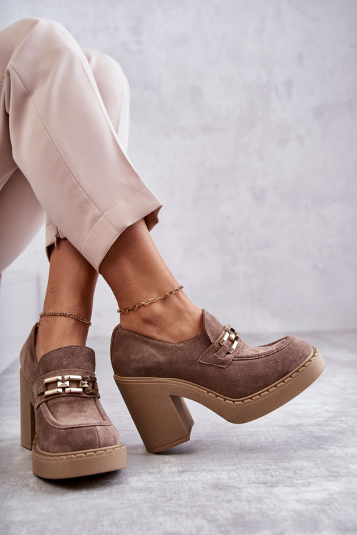 Jaime beige suède laarzen met dikke hak Jaime beige suède laarzen met dikke hak