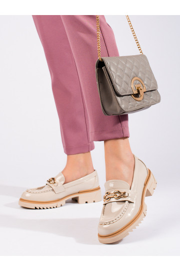 Bottines couleur sable avec détails dorés Shelovet avec effet laqué