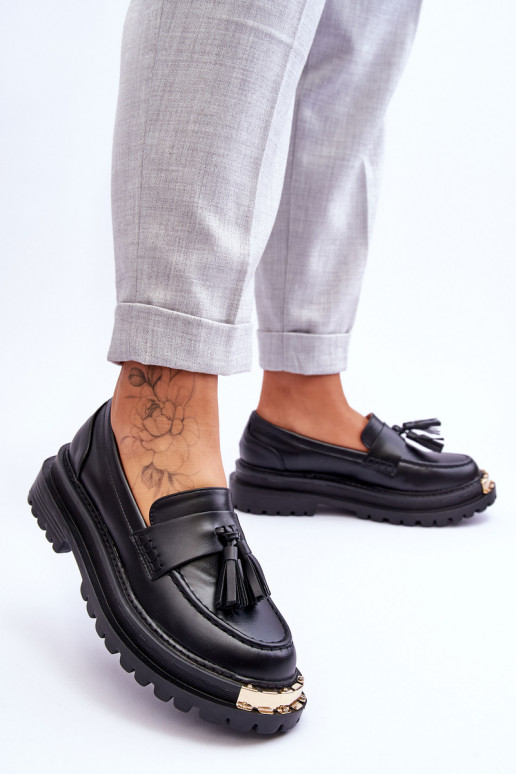 Mocassins à franges de couleur noire... Mocassins à franges de couleur noire...