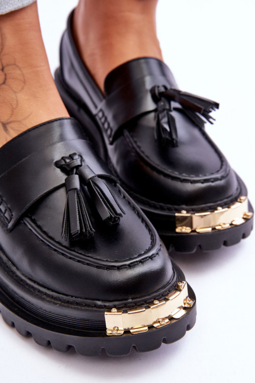 Mocassins à franges de couleur noire Lonisa