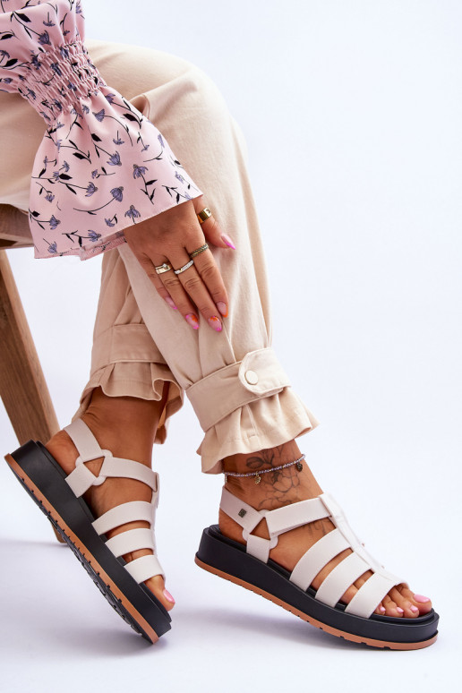 Sandales à fermetures adhésives ivoire