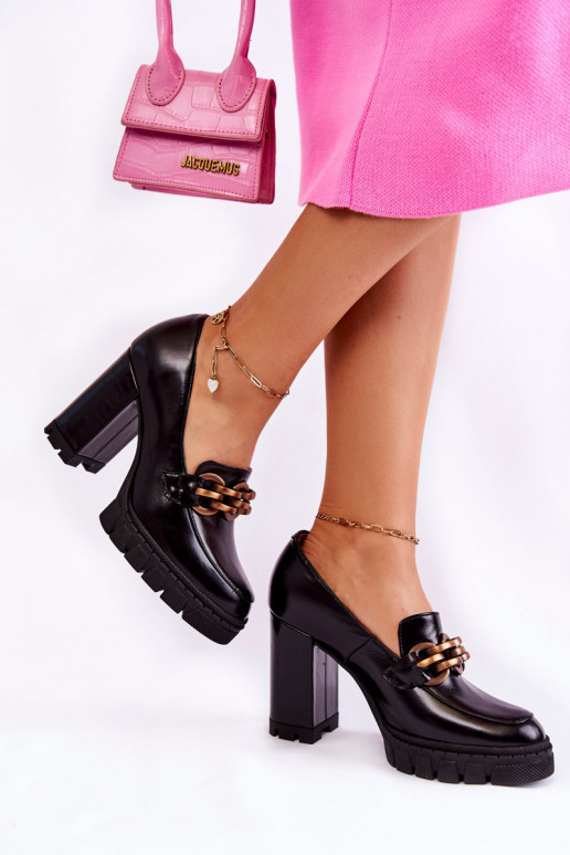 Chaussures noires I Chaussures à plateforme et talon large