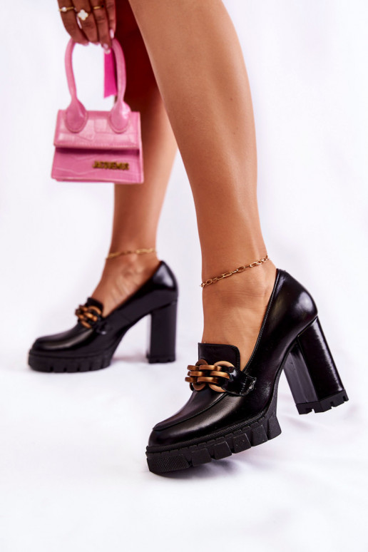 Chaussures noires I Chaussures à plateforme et talon large