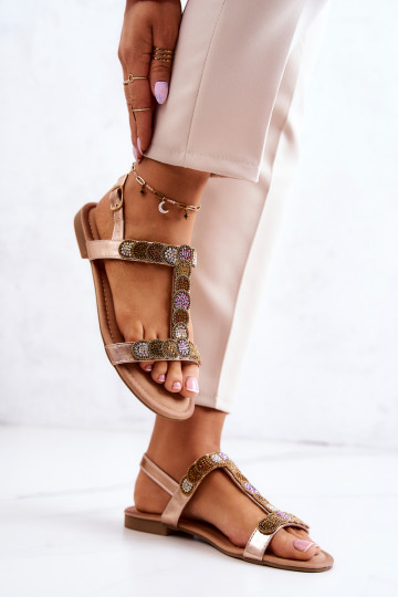 Sandales femme couleur or...
