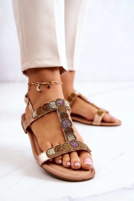 Sandales femme couleur or rose Julies
