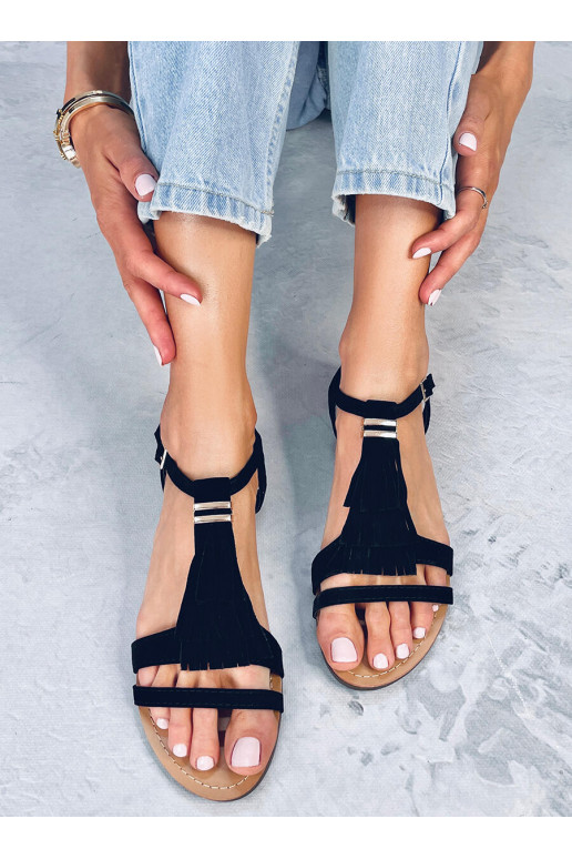 Sandalen met franjes CORBIN ZWART
