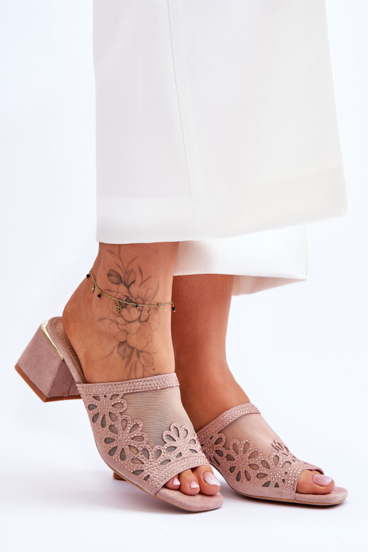 Sandales à talons avec résille beige S.Barski