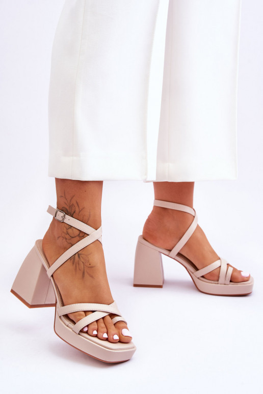 Sandales à talons beige Secret Rose
