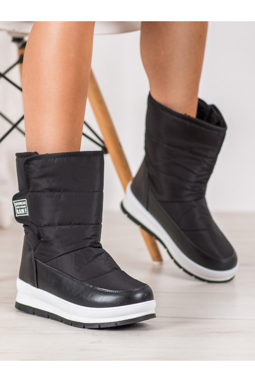 Schwarze Schneestiefel mit Klebeverschlüssen BAT_DS8826B