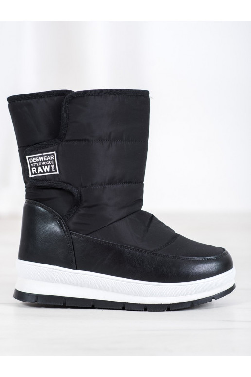 Bottes de neige noires à attaches adhésives BAT_DS8826B