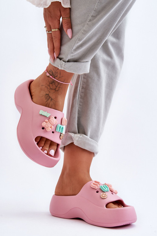 Chaussons Lorie rose clair avec de...
