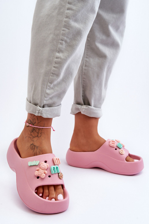 Chaussons Lorie rose clair avec de...