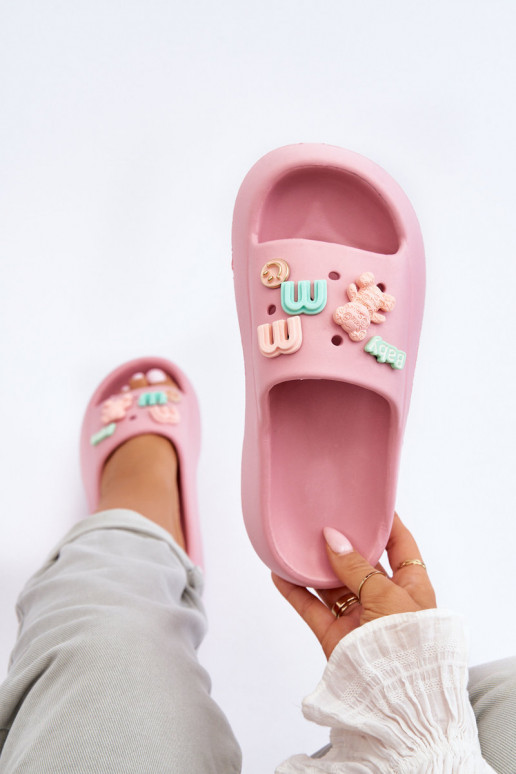 Chaussons Lorie rose clair avec de...