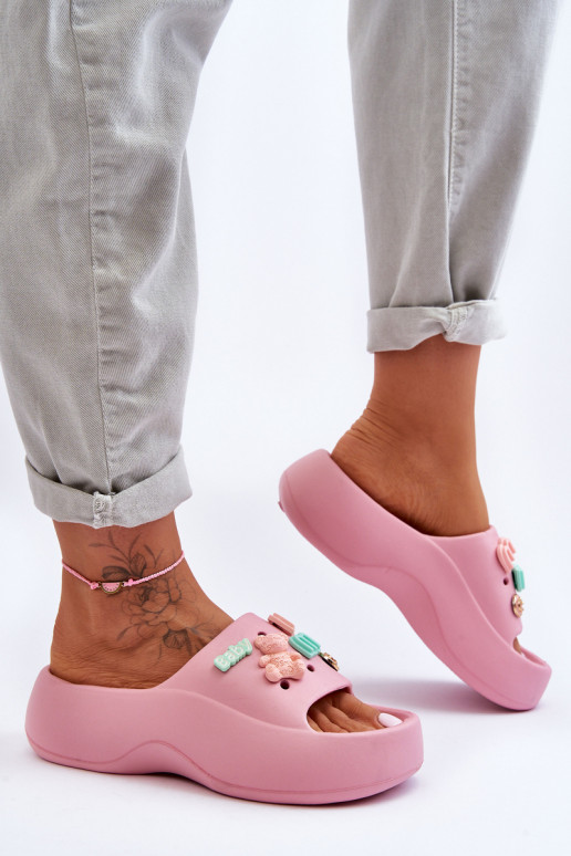 Chaussons Lorie rose clair avec de...